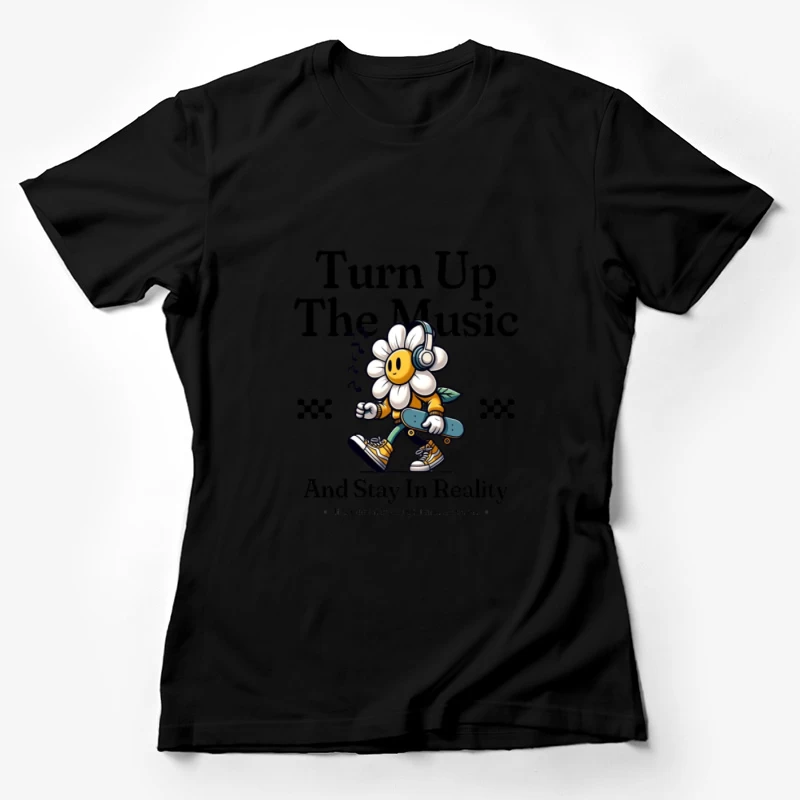 Blumenmusik, Kopfhörer, Skateboard Damen T-Shirt