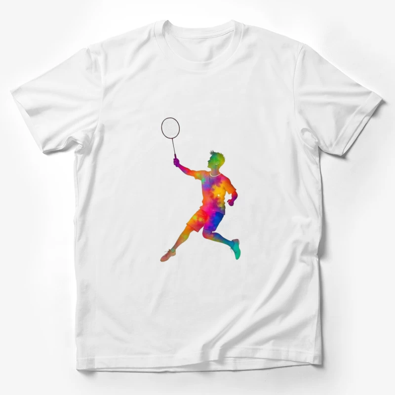Colorful Badminton Player in Action Male T-Shirt
