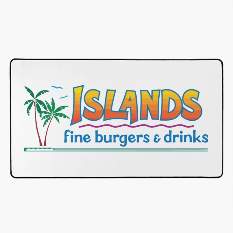 Islands Restaurant Tropical-Themed Burger & Drinks Logo Desk Mat