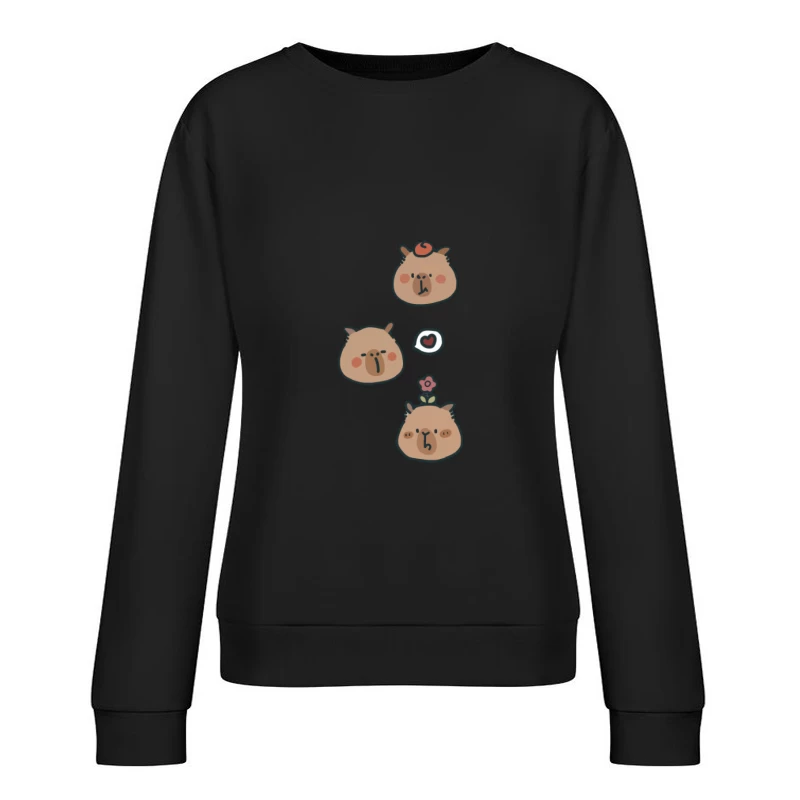 Illustrations mignonnes de Capybara Femme Sweat-shirt à enfiler