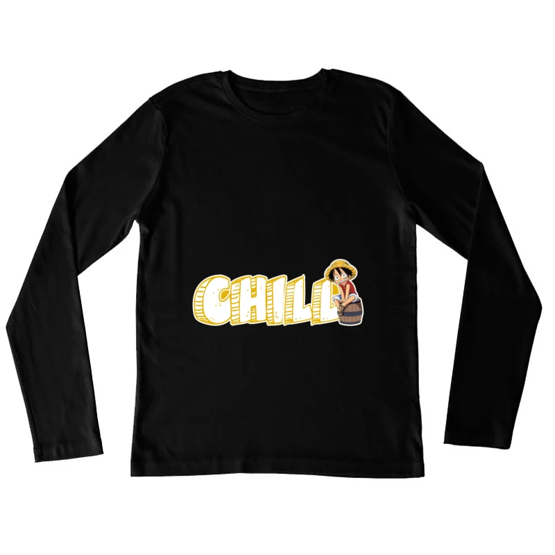 Chill Anime Illustration of Luffy from One Piece Female Long Sleeve T-Shirt