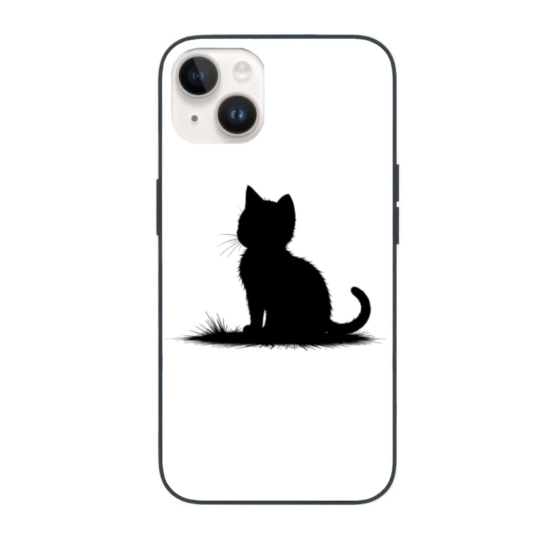 Minimalist Black Cat Silhouette Art iPhone Case