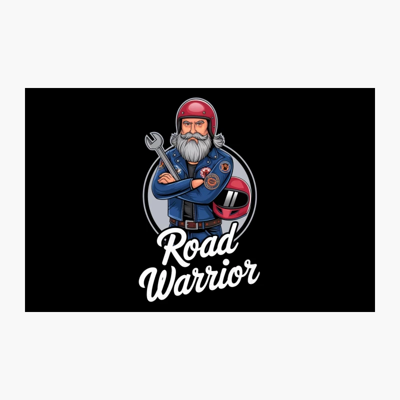Bearded Biker Mechanic with Helmet and Wrench Travel Mug