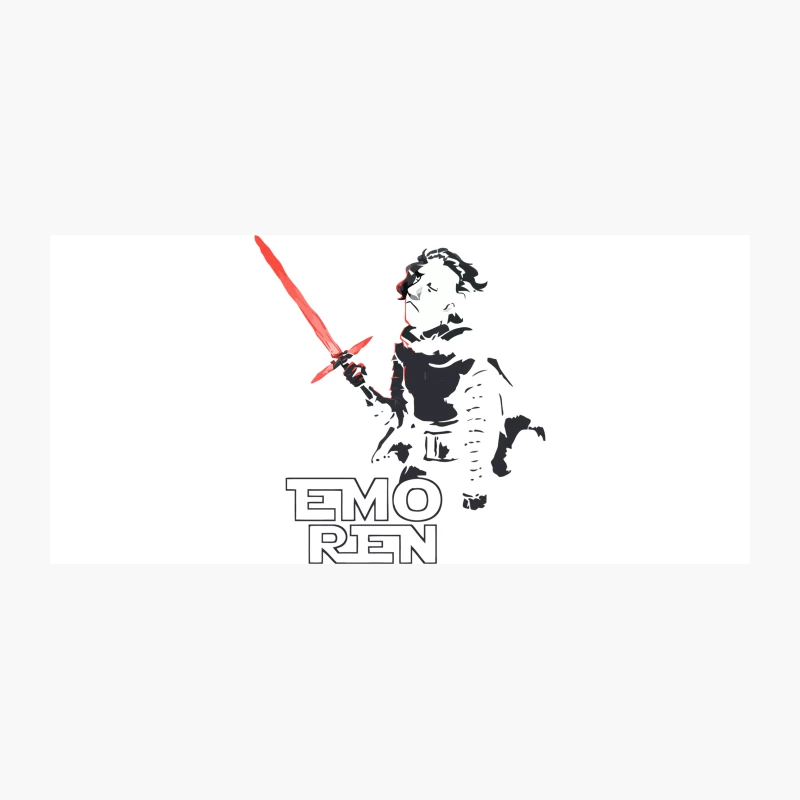 Emo Kylo Ren: A Star Wars Parody in Minimalist Black and White Coffee Mug