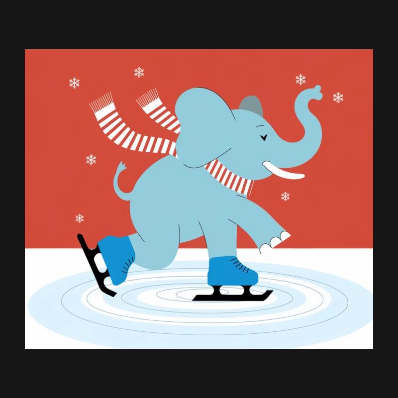 Cute Cartoon Elephant Ice Skating in Winter Mouse Pad