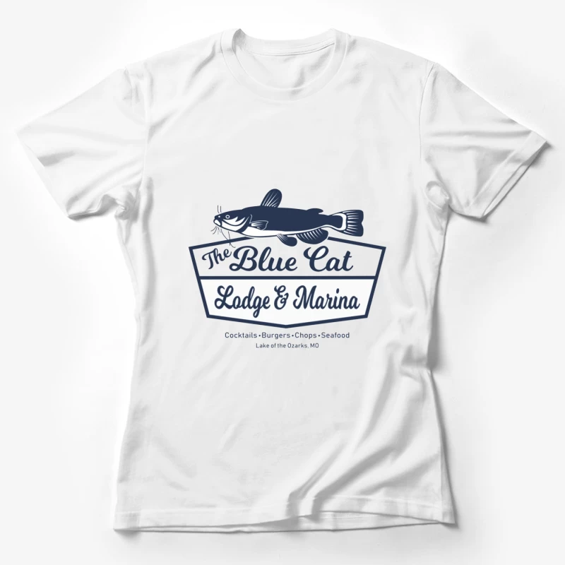 Blue Cat Lodge & Marina Restaurant Logo at Lake of the Ozarks Female T-Shirt