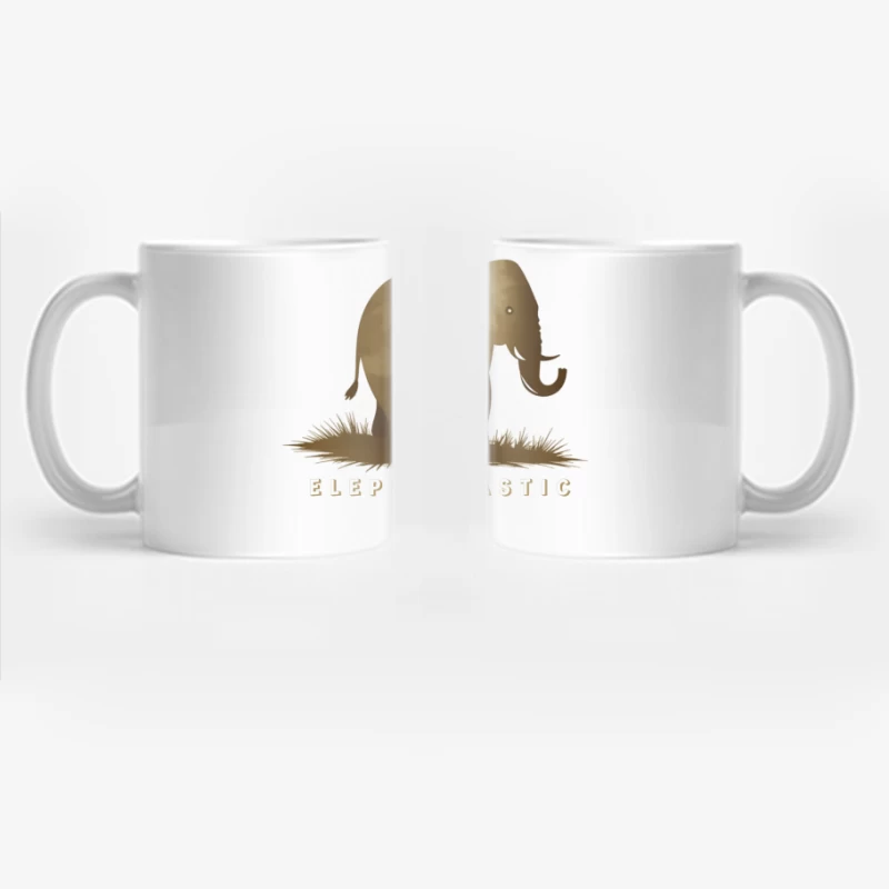 Elephantastic - Vintage Elephant Silhouette Illustration with Typography Coffee Mug