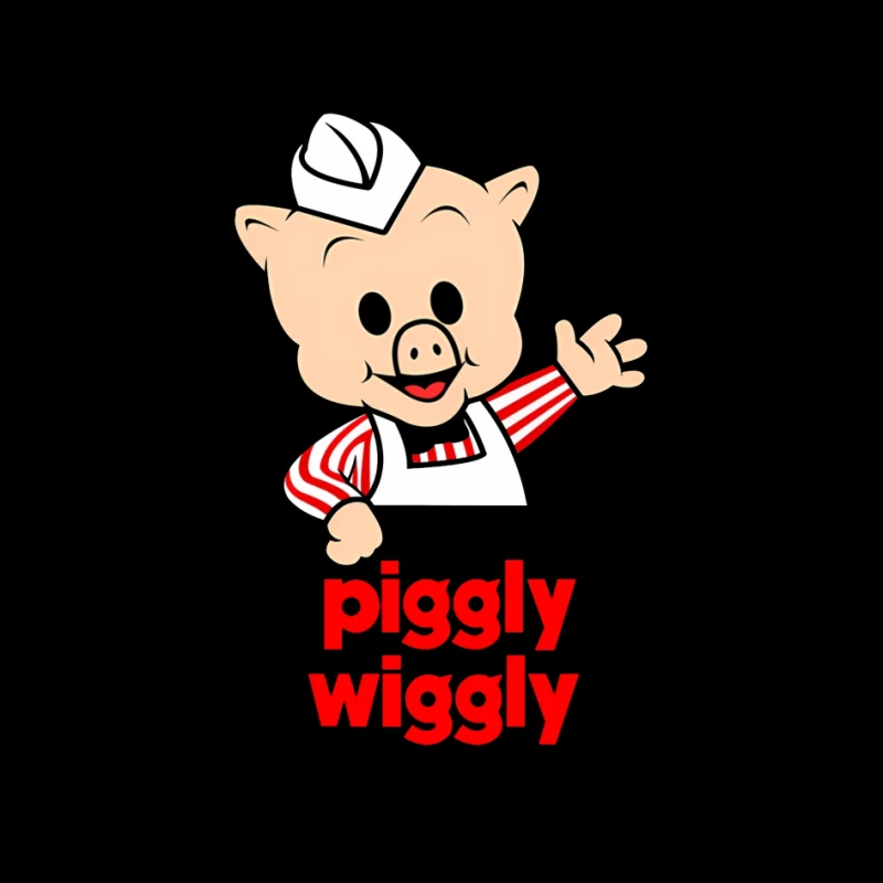 Piggly Wiggly Grocery Store Cartoon Pig Mascot Logo Pin