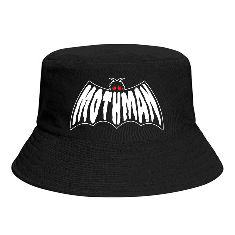 Minimalist White Bat with Red Eyes Bucket Hat