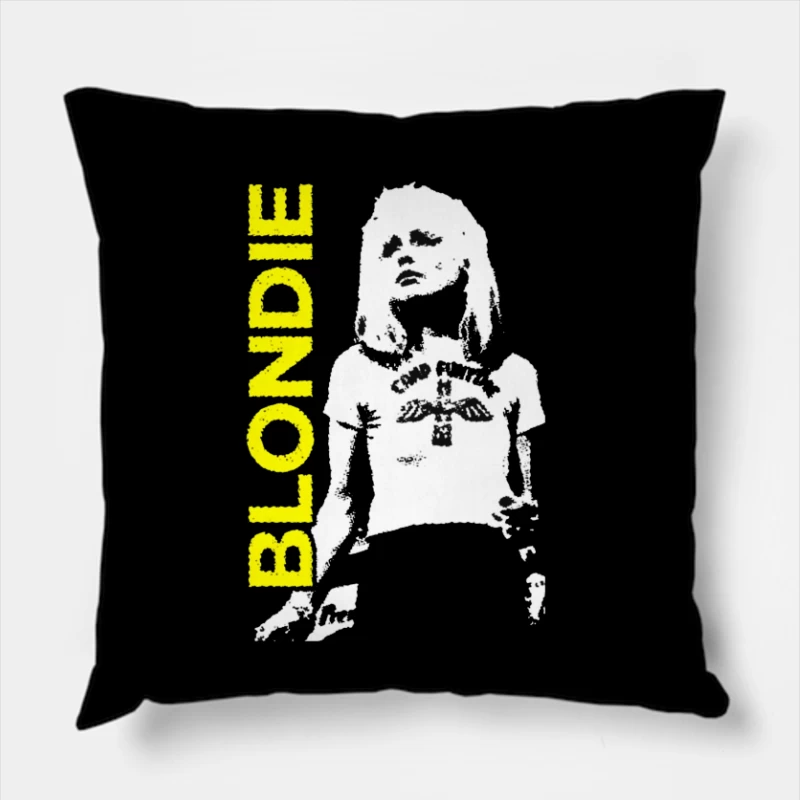 Black and White Punk Rock Artistic Portrait Throw Pillow