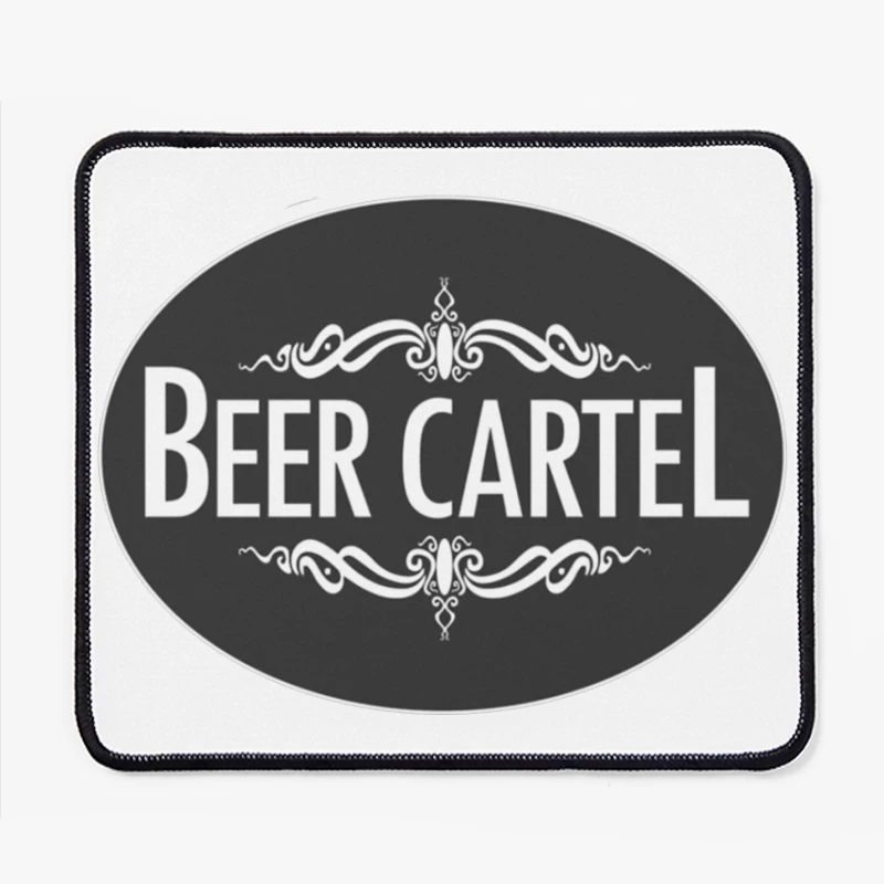 Elegant Black and White Beer Cartel Logo with Ornamental Frame Mouse Pad