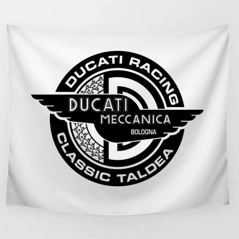 Vintage Ducati Meccanica Racing Logo from Bologna Tapestry