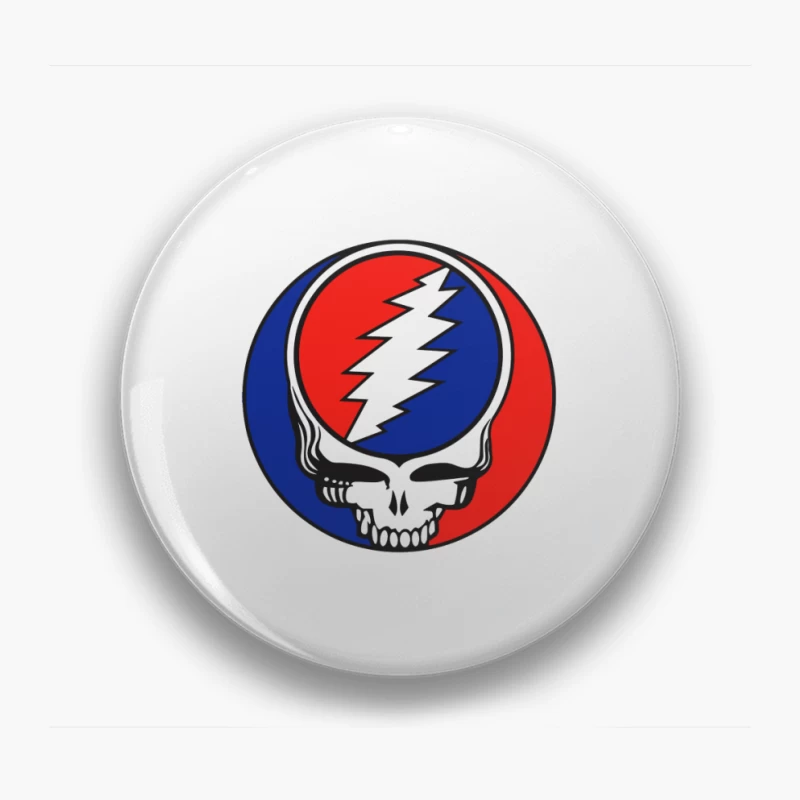 Grateful Dead Classic Skull and Lightning Bolt Logo Design Pin