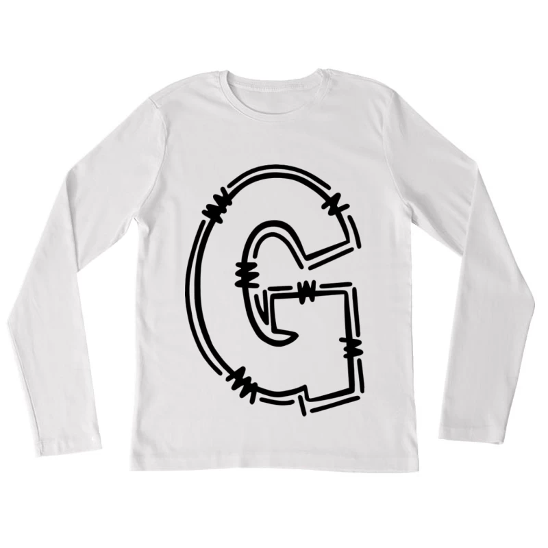 Draht Buchstabe G Kunst Damen Langarm T-Shirt
