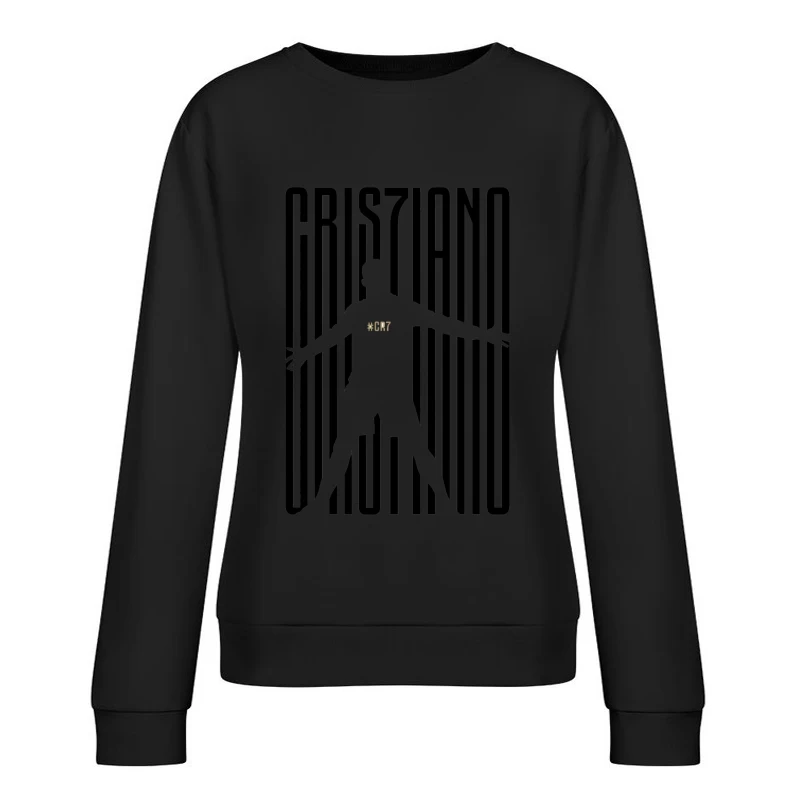 Minimalist CR7 Silhouette with Striped Background Design Female Pullover Sweatshirt