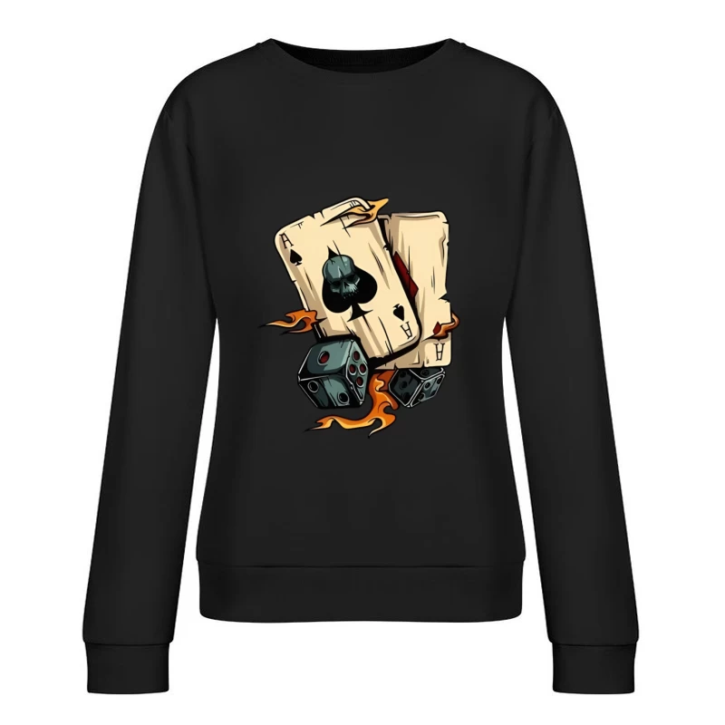 Kartenspiel mit düsterem Design Damen Pullover Sweatshirt