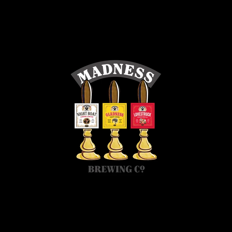 Madness Brewing Company Beer Tap Handles with Classic Labels Desk Mat