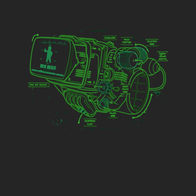 Vintage Green Video Camera Illustration: Retro Electronic Line Art Female Pullover Sweatshirt