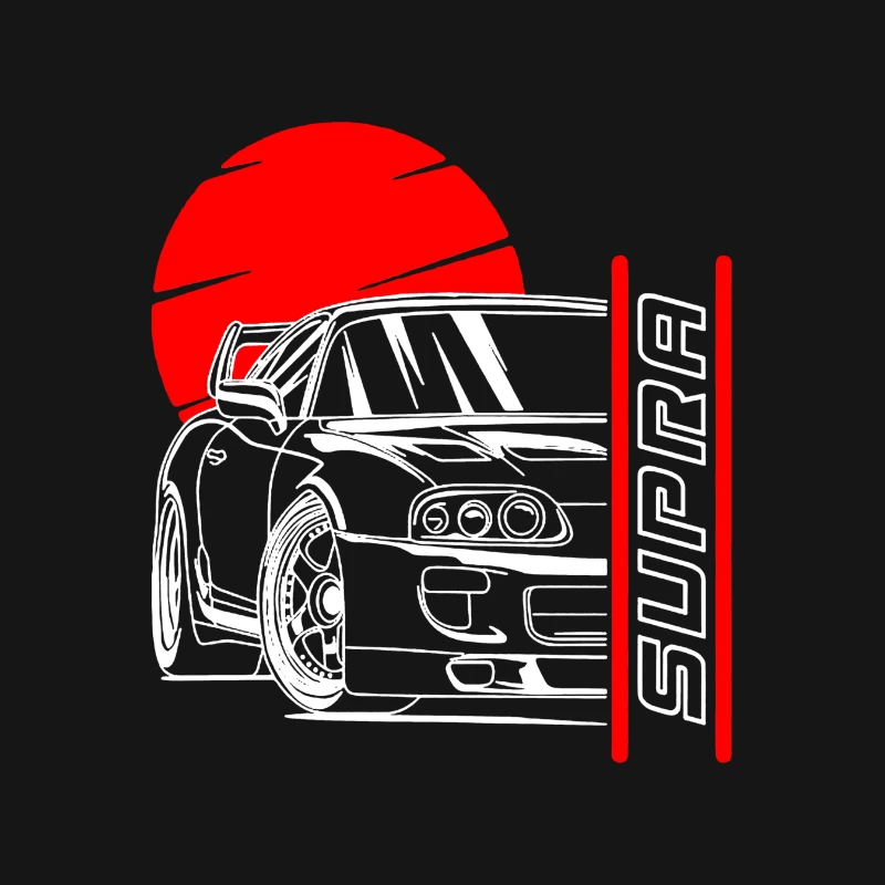 Rotes Auto-Design mit Supra-Schriftzug Damen T-Shirt