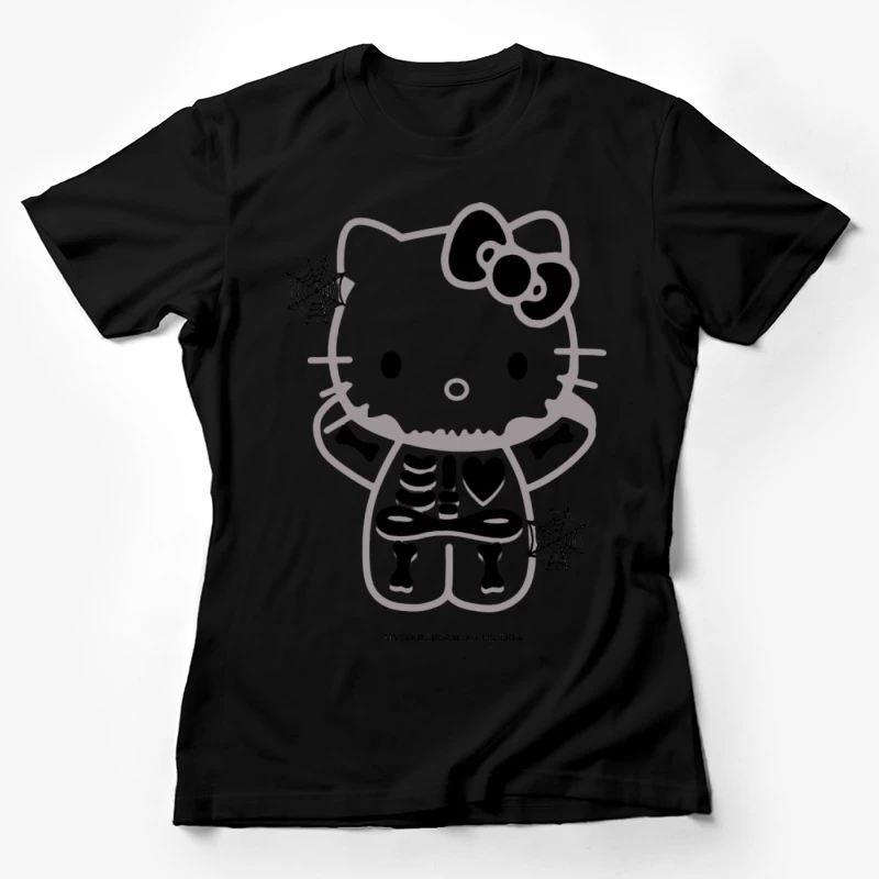 Skelett Hello Kitty Design mit Spinnennetzen Damen T-Shirt