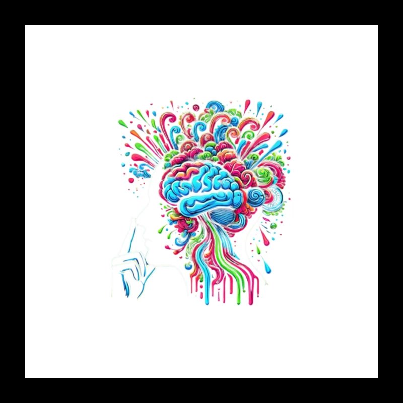 Psychedelic Brain Explosion in Vibrant Colors Pin