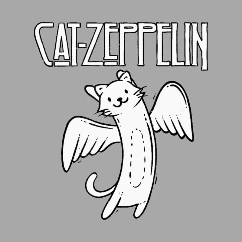 Flying Cat Zeppelin Logo - Musical Band Cartoon Female Pullover Hoodie