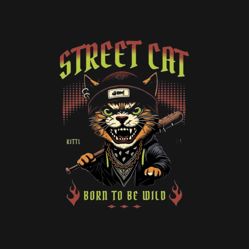 Chat des Rues Sauvage avec Batte Homme T-Shirt