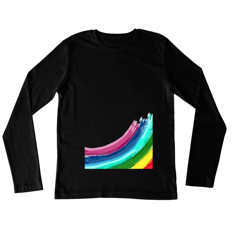 Bunte Pinselstriche auf Schwarz Damen Langarm T-Shirt