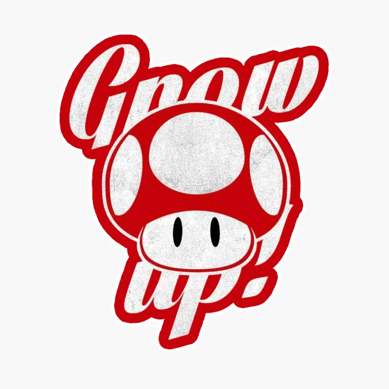 Retro Nintendo Super Mario Mushroom "Grow Up" Design Cotton Tote Bag