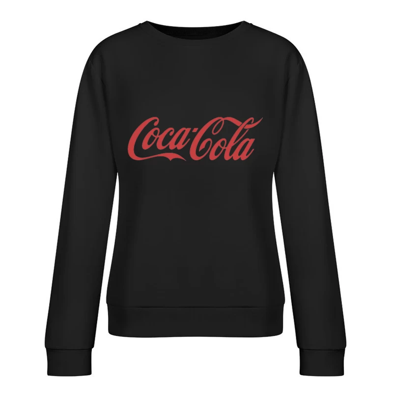 Classic Red Coca-Cola Cursive Logo Female Pullover Sweatshirt