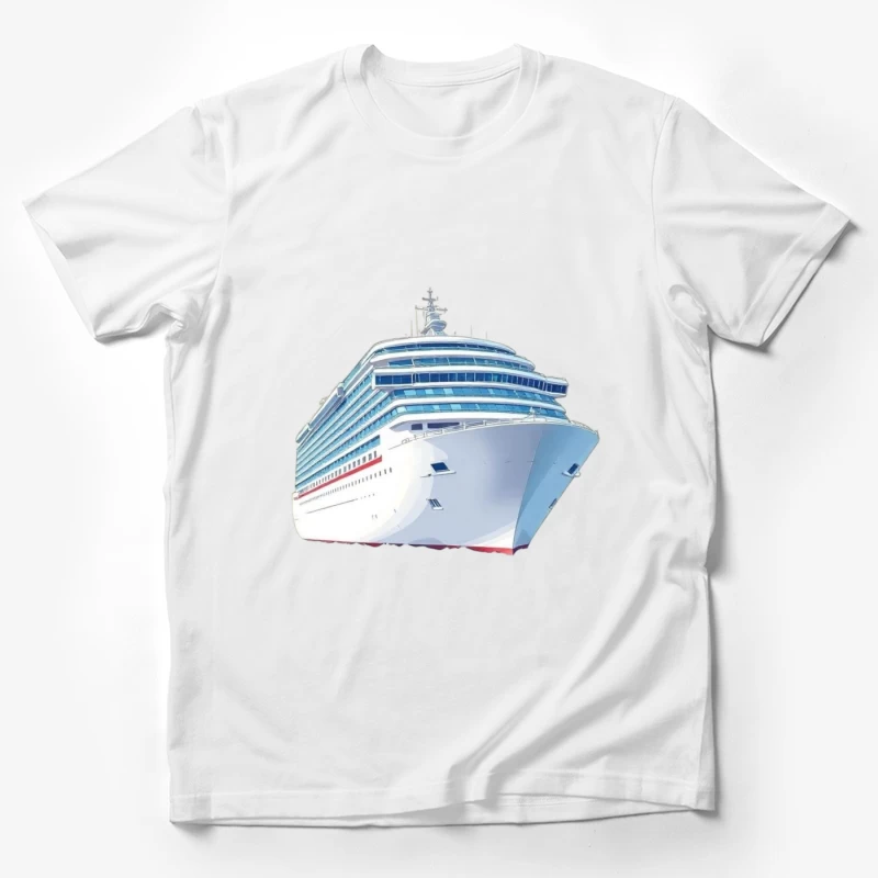 Modern Luxury Cruise Ship in White and Blue Design Male T-Shirt