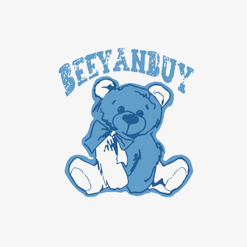 Blauer Teddybär Illustration Damen Pullover Sweatshirt