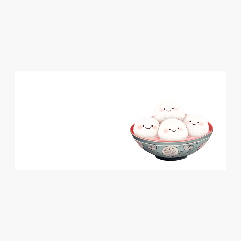 A cute smiling face cartoon rice ball in a decorative bowl. Coffee Mug