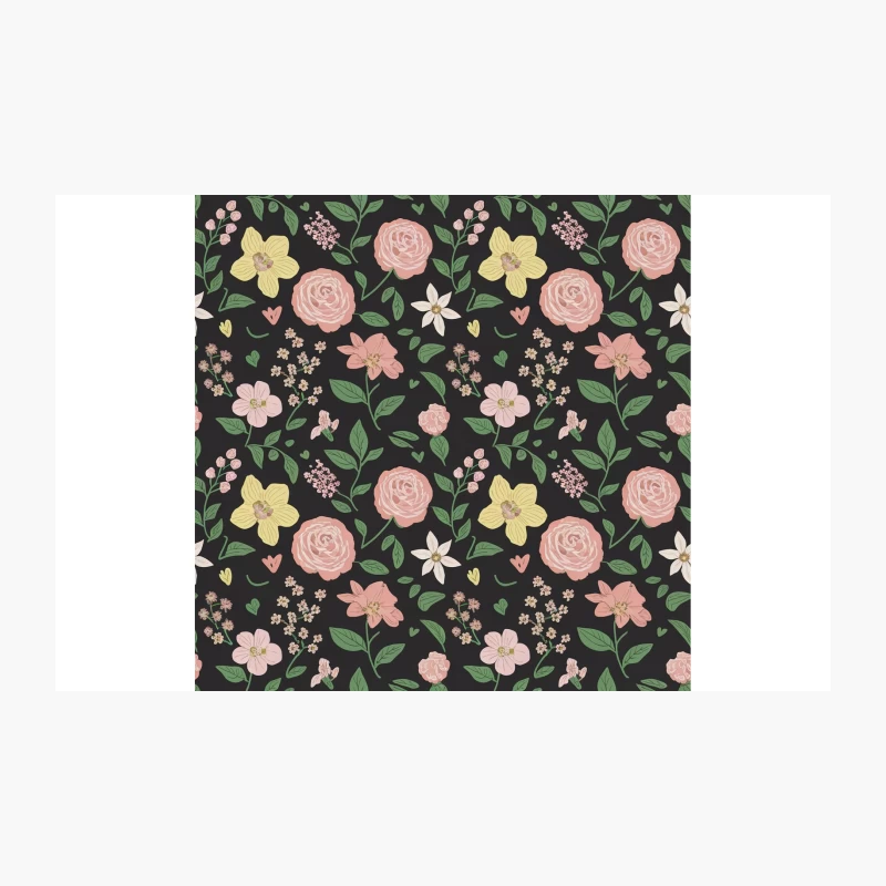 Vintage Floral Botanical Pattern with Roses on Dark Background Travel Mug