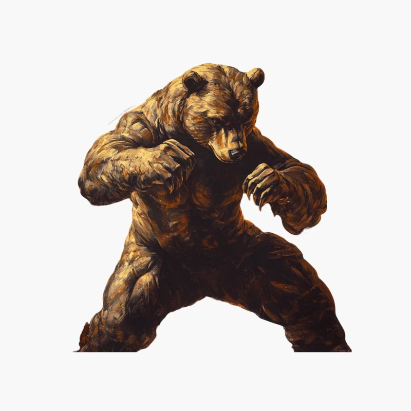 Aggressive Brown Bear Wildlife Painting Cotton Tote Bag