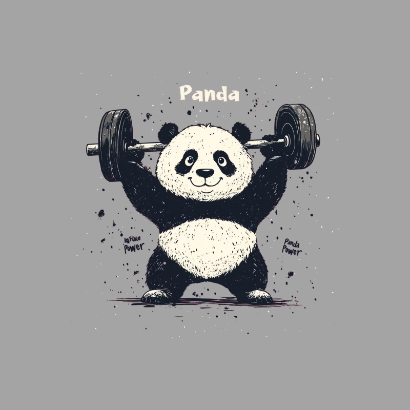 Cartoon Panda's Weightlifting Power: A Humorous Take on Animal Fitness Male T-Shirt