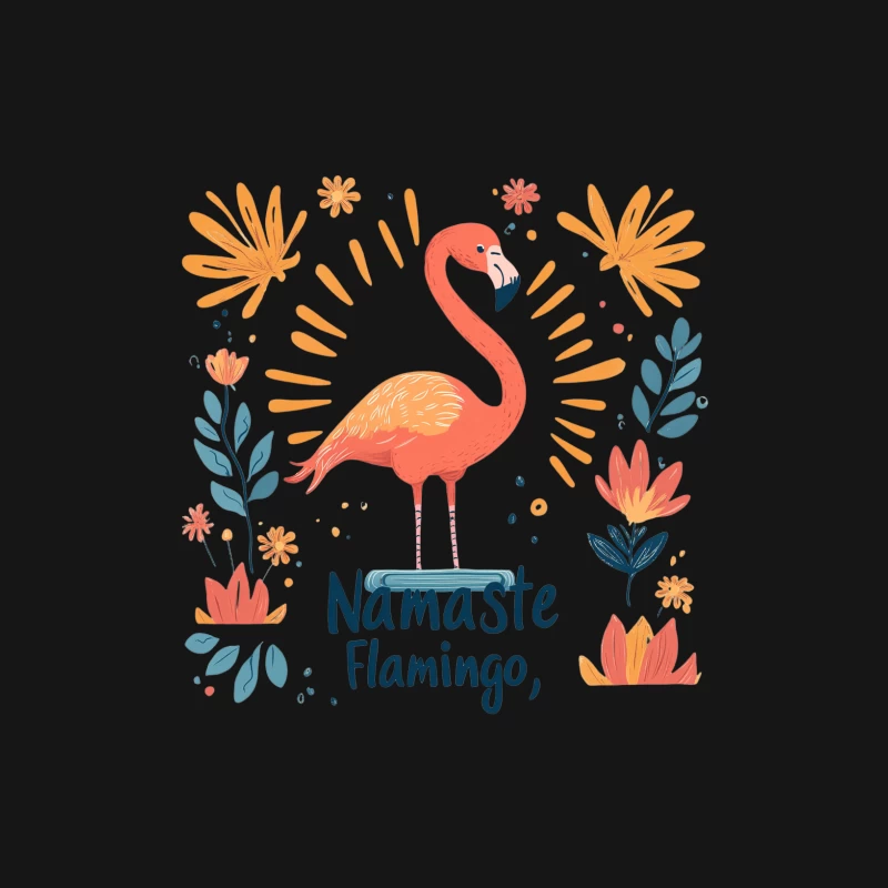 Colorful Tropical Flamingo Illustration with Namaste Message Female Long Sleeve T-Shirt
