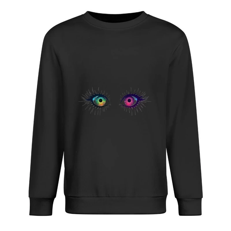 Artistic Illustration of Colorful Heterochromatic Eyes Male Pullover Sweatshirt