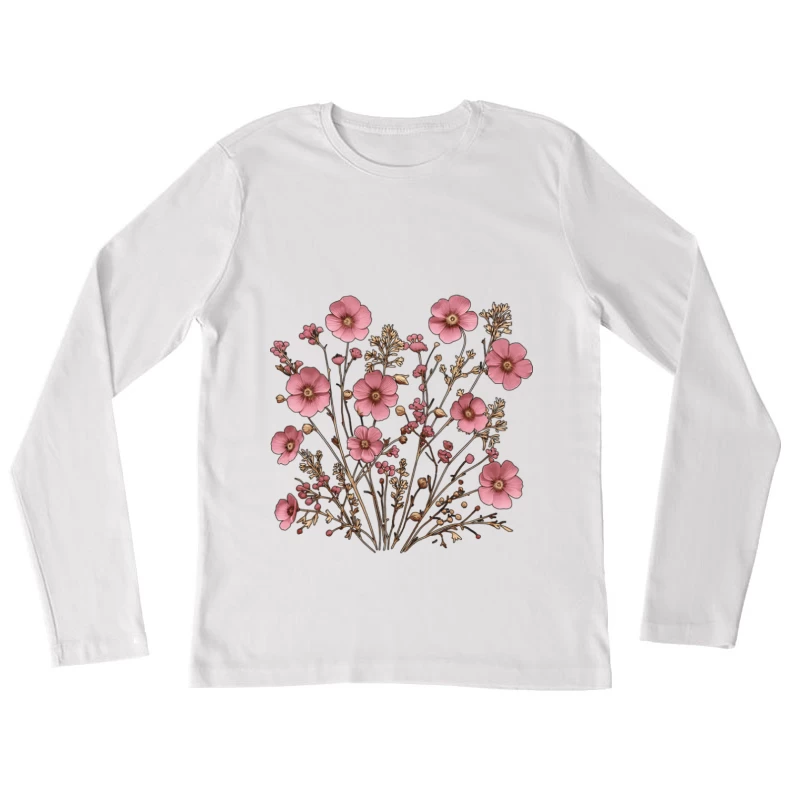 Rosa Blumenstrauß mit filigranen Zweigen Damen Langarm T-Shirt