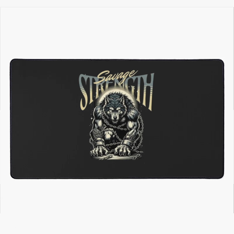 Savage Strength: Chained Werewolf Dark Art Desk Mat