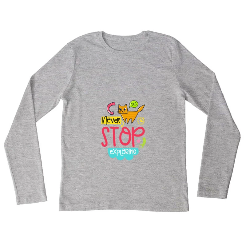 Chat explorateur coloré Femme Manches Longues T-Shirt