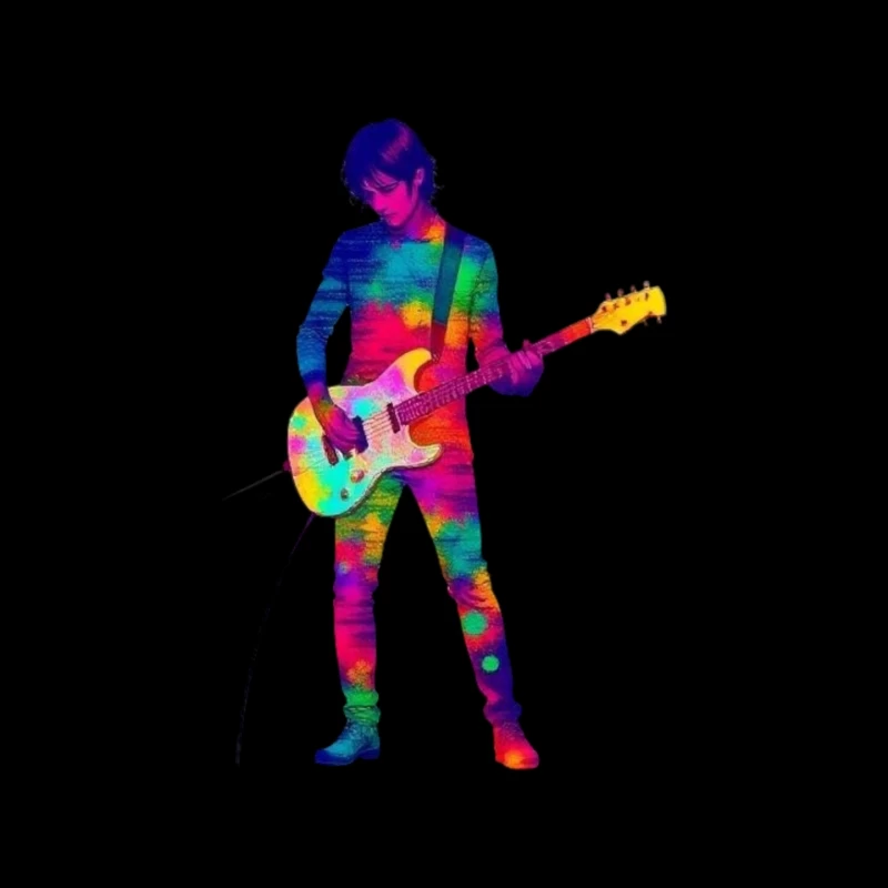 Colorful Musician Playing Electric Guitar Mouse Pad