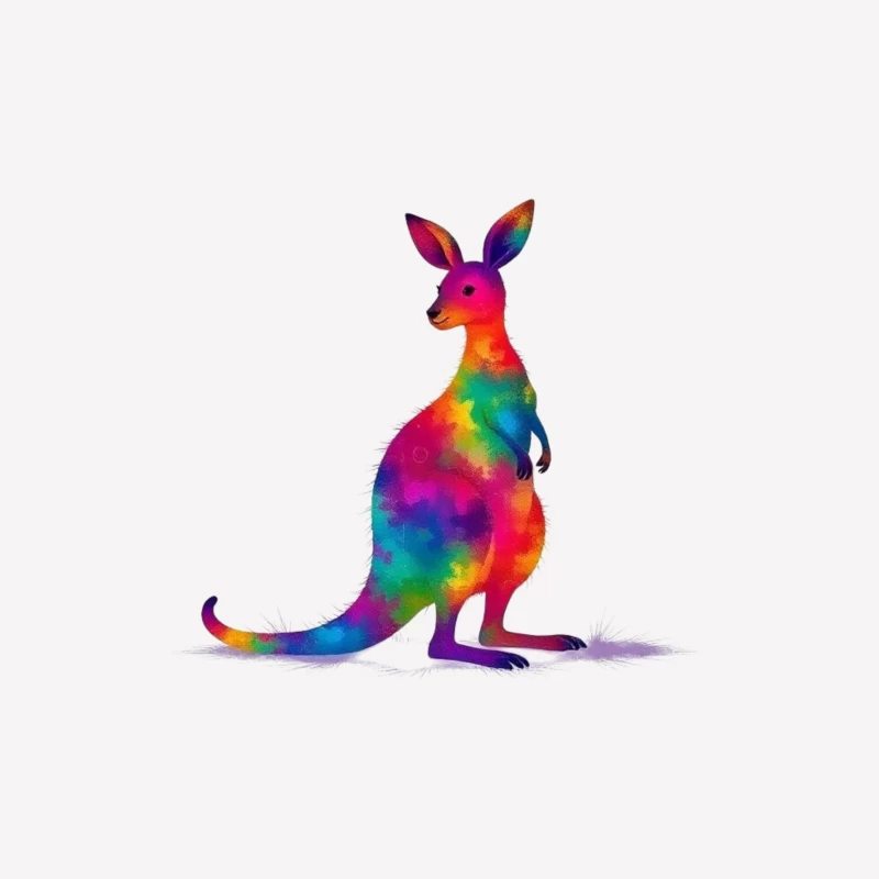 Rainbow Watercolor Kangaroo Art Male T-Shirt