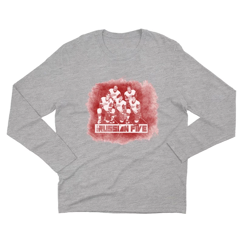 The Legendary Russian Five of Detroit Red Wings Hockey Team - Vintage Art Male Long Sleeve T-Shirt