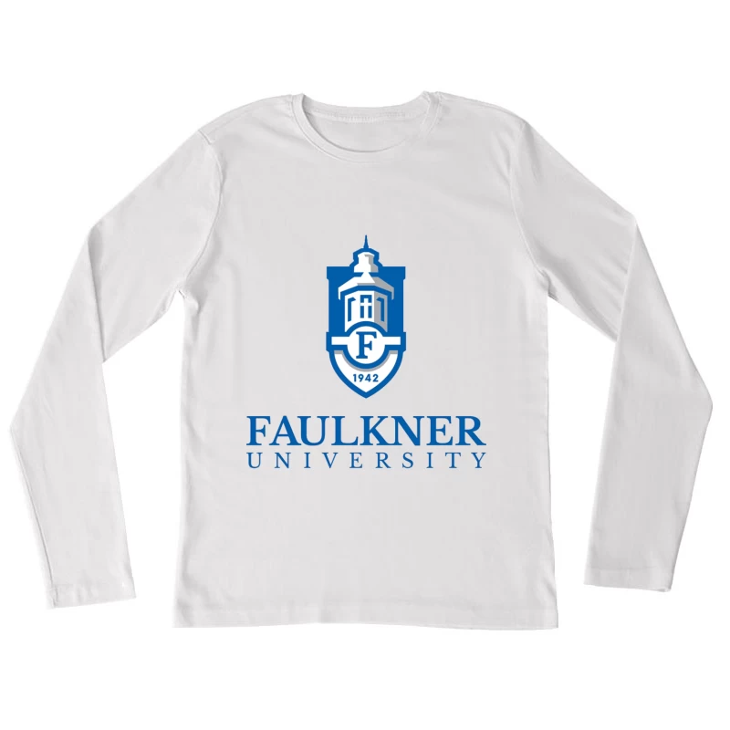 Faulkner University Logo - Educational Shield with Church Spire Design from 1942 Female Long Sleeve T-Shirt