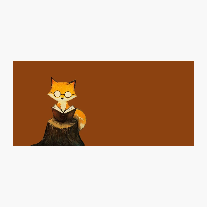 Cute Cartoon Fox Reading Book on Tree Stump Coffee Mug