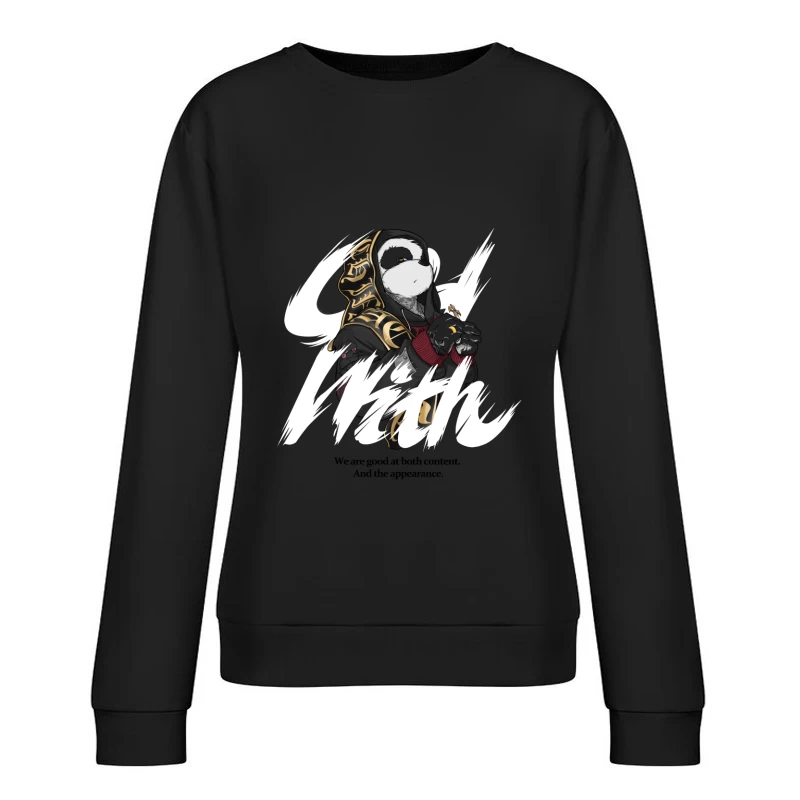 Futuristische Pandadekoration mit Kreuz Damen Pullover Sweatshirt