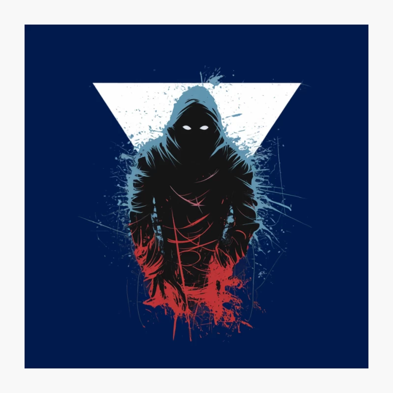 Mysterious Dark Hooded Figure in Grunge Style Art Pin