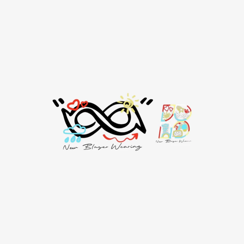 Logo artistico giocoso con simboli meteorologici e cuori Maglietta maniche lunghe Donna