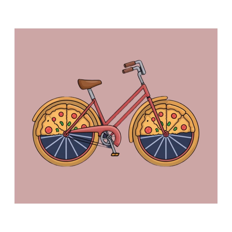 Creative Pizza Bicycle Illustration Design Tapestry